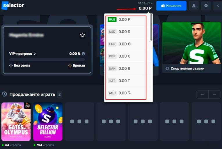 Информация о балансе пользователя